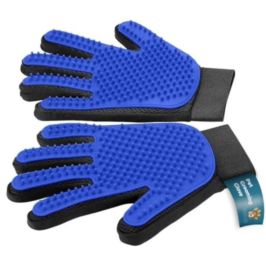 Pet Grooming Gloves Efficient Dog and Cat Grooming Gloves 2-in-1 Deshedding Glove and Massage Mitt for Bathing, Washing and She